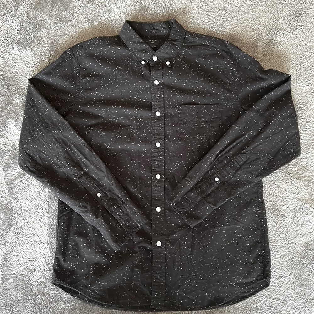 J.Crew Slim Fit Black Donegal Oxford Cotton Button Down Shirt